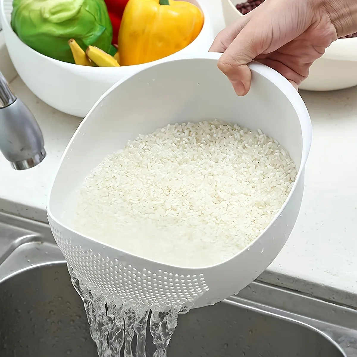 Montero Milan 1 Modern Plastic Multi-Purpose Kitchen Strainer - Fruit, Vegetable, Rice, and Grain Food Drain Basket - Kitchen Accessory Storage Basket - Image 9