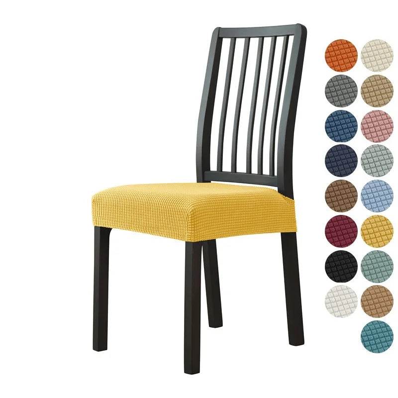 1PC Stretch Dining Chair Seat Cover Jacquard Solid Color Chairs Covers Removable Anti-Dust Chair Cushion Slipcovers Hotel Home - Image 30
