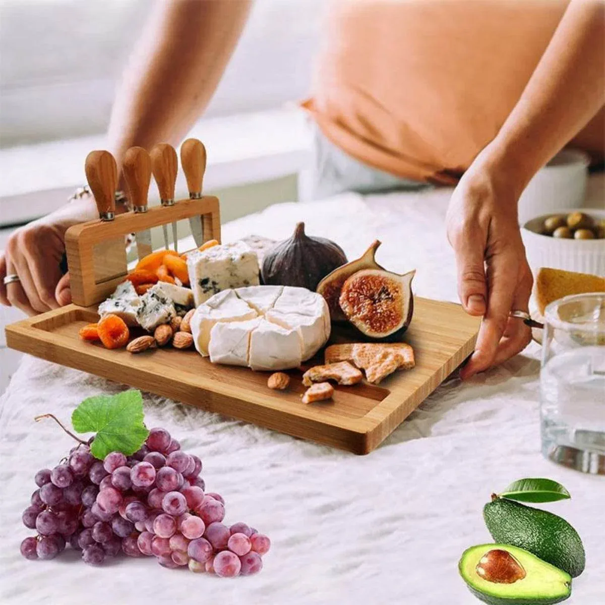 5 Pcs Wooden Charcuterie Board with Knife Set - Image 4