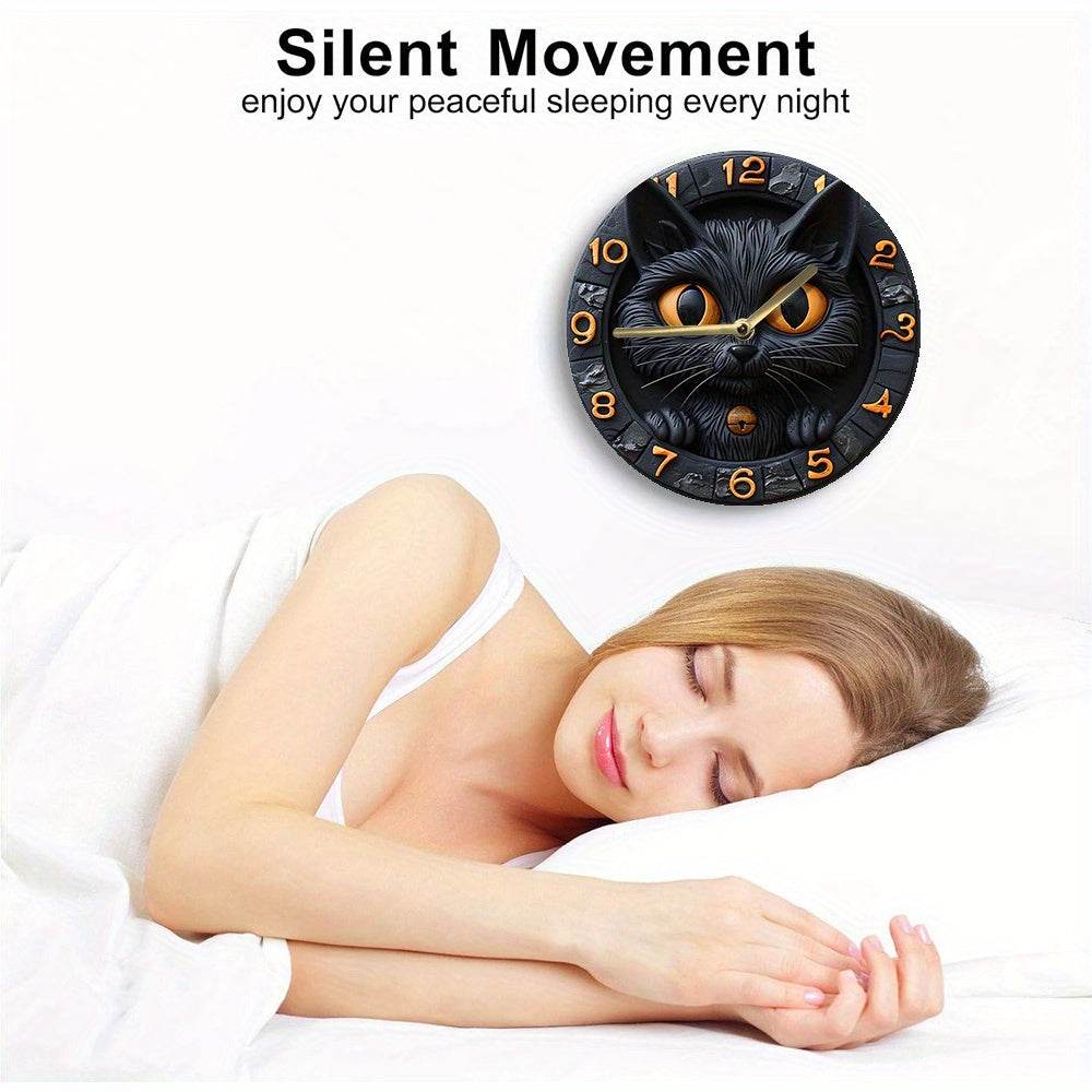 Black Cat Silent Wall Clock Autumn Decor - Image 16