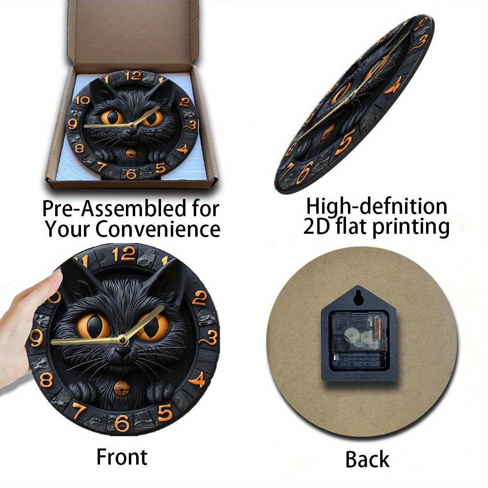 Black Cat Silent Wall Clock Autumn Decor - Image 4