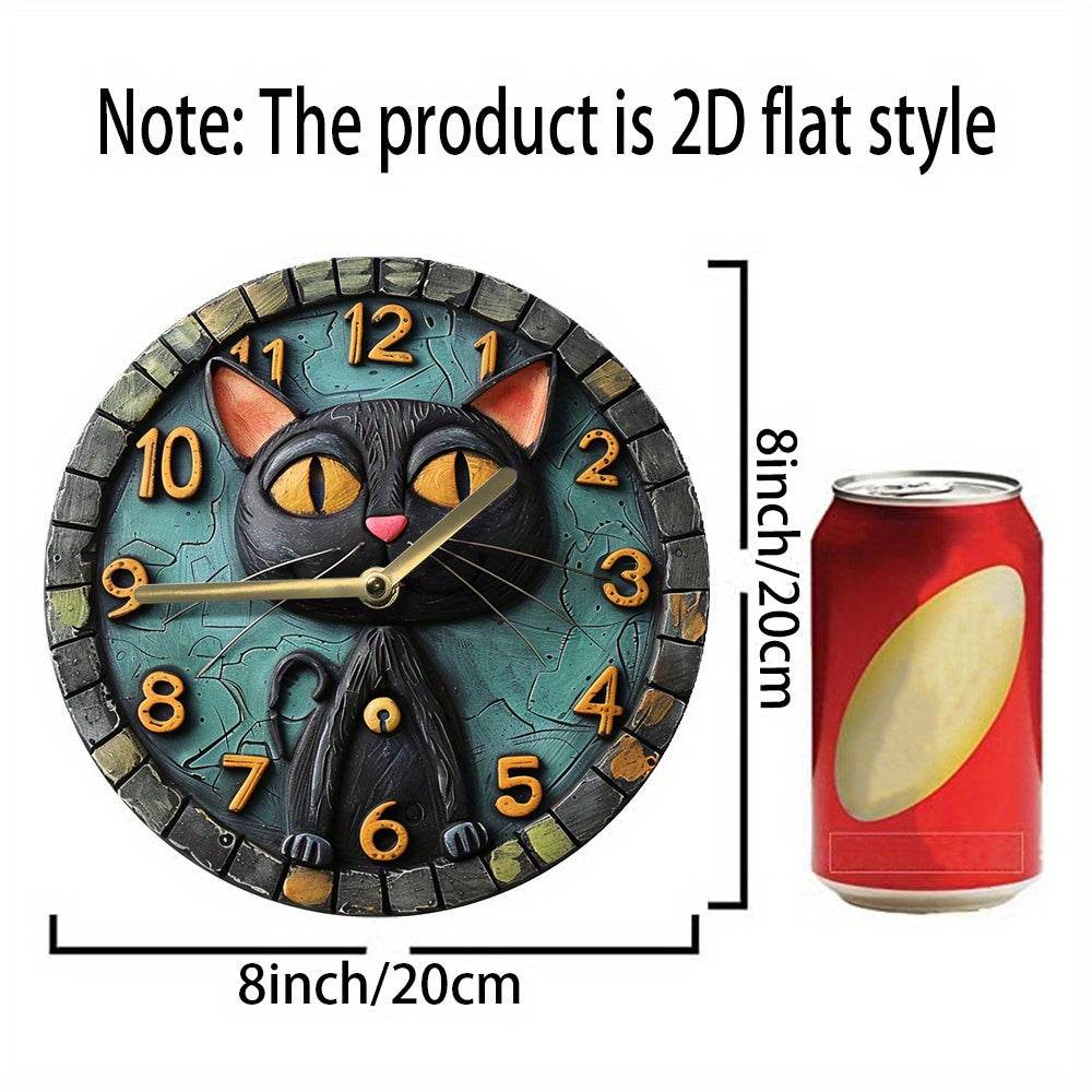 Black Cat Wood Clock Silent Quartz Movement Decor - Image 8
