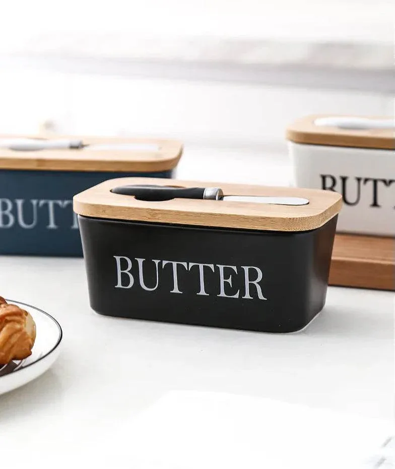 Ceramic Butter Dish with Bamboo Lid & Spreader - Image 19