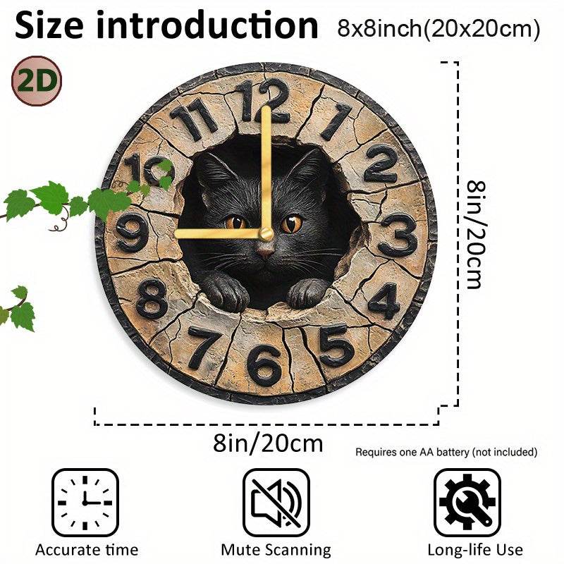 Charming Black Cat Silent Wall Clock - Image 5