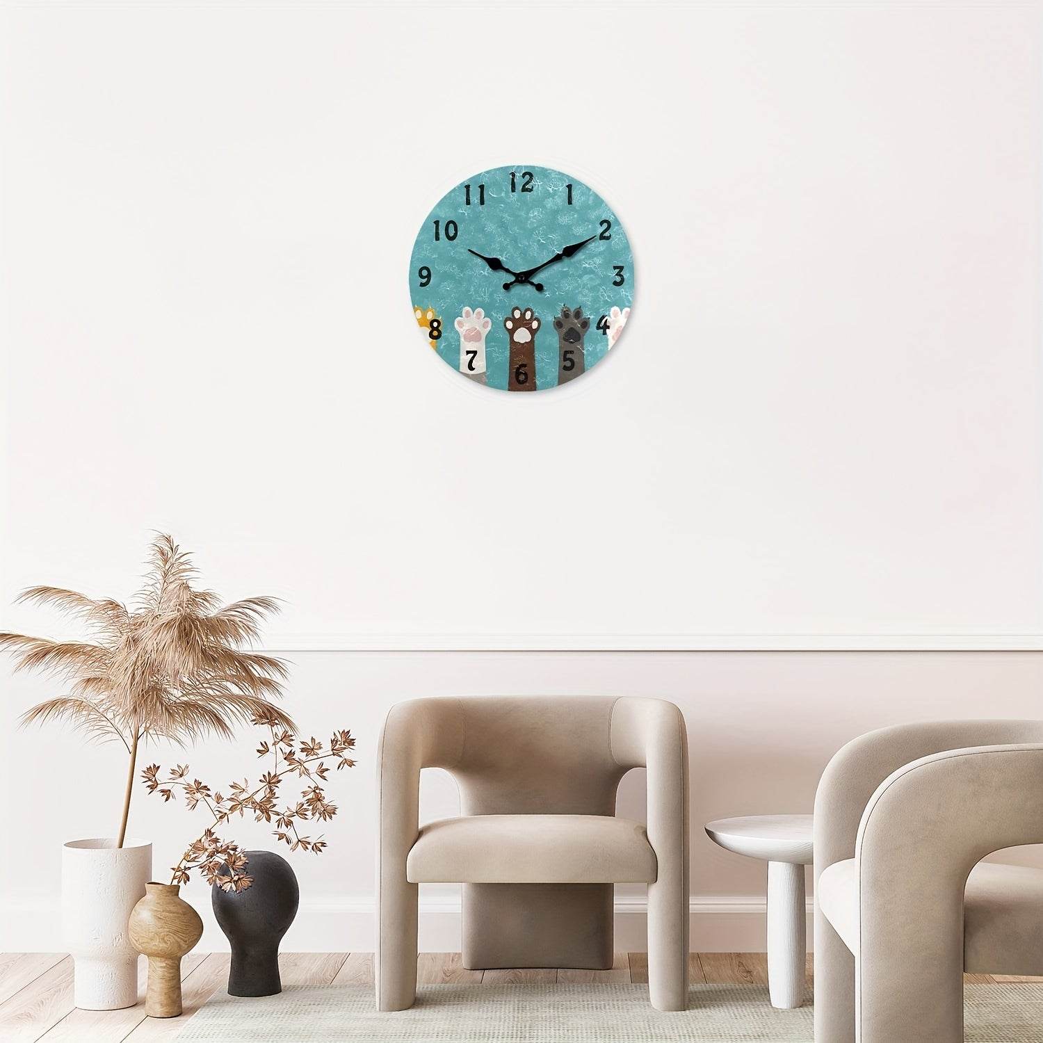 Charming Cat Paw Print Silent Wall Clock Perfect Pet Lovers Decor - Image 4
