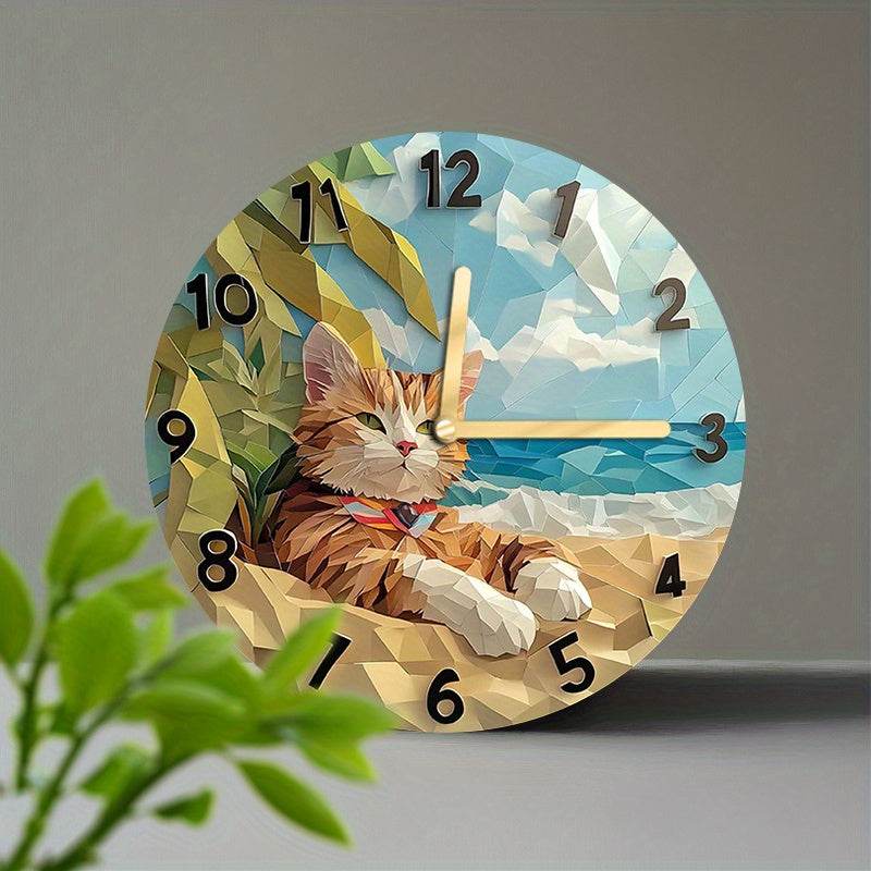 Geometric Cat Silent Wall Clock - Image 4