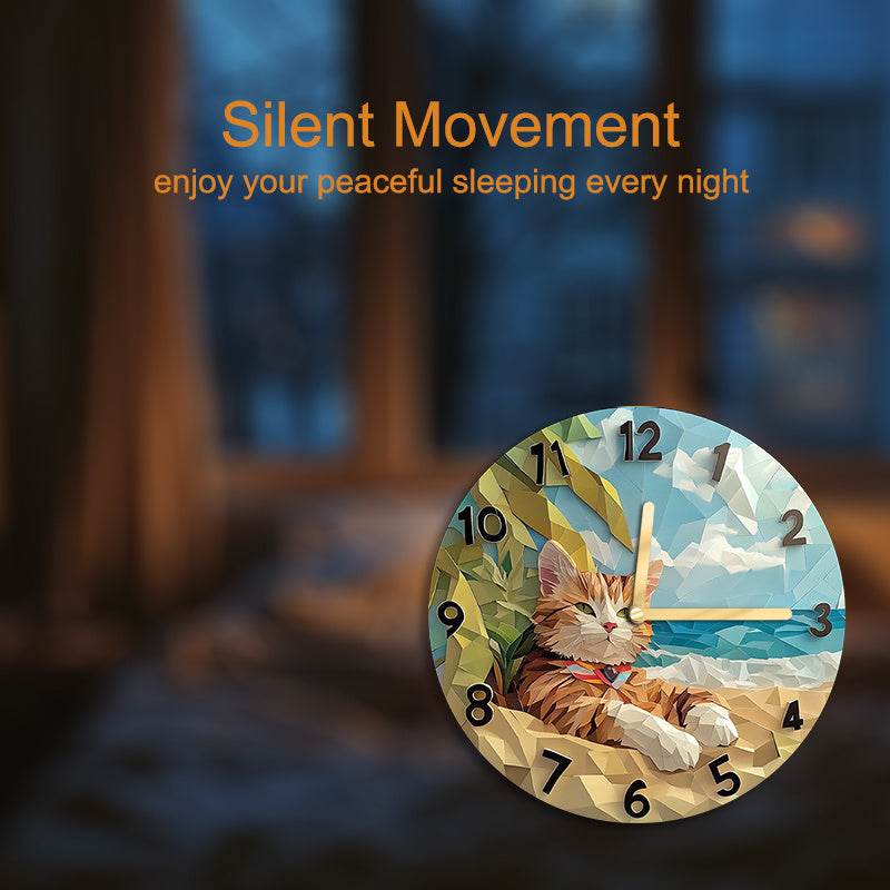 Geometric Cat Silent Wall Clock - Image 5