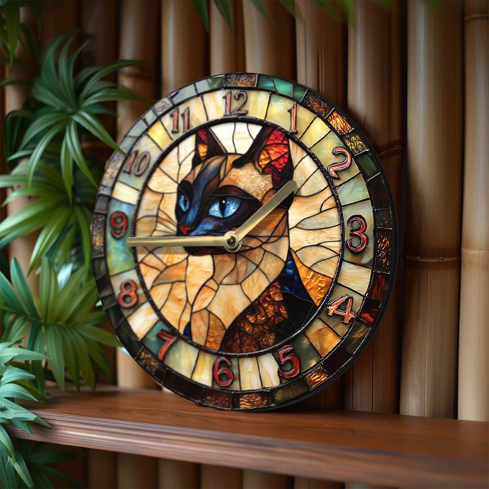 Charming Siamese Cat Silent Wall Clock Decor - Image 3