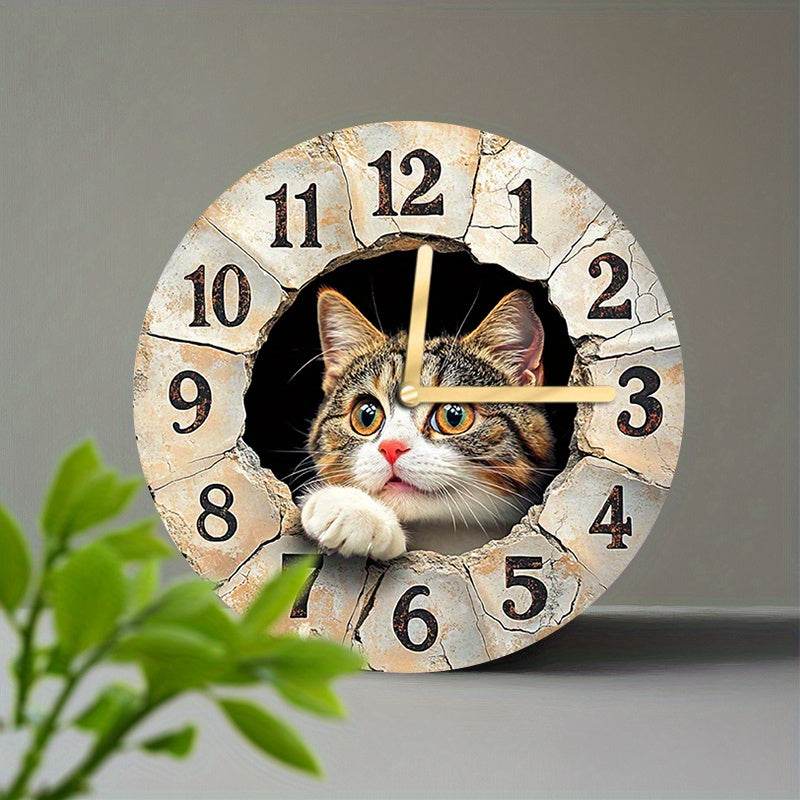 Charming Silent Cat Wall Clock Easy Hanging Decor - Image 2