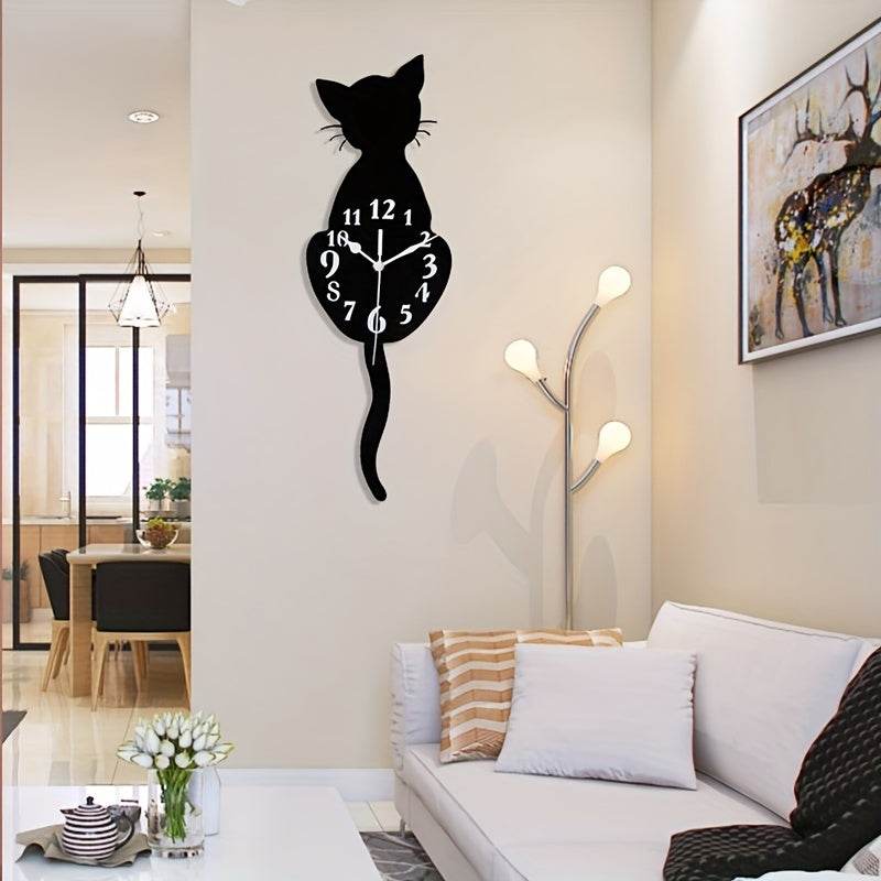 Charming Swinging Tail Kitten Clock for Any Room Decor - Image 16