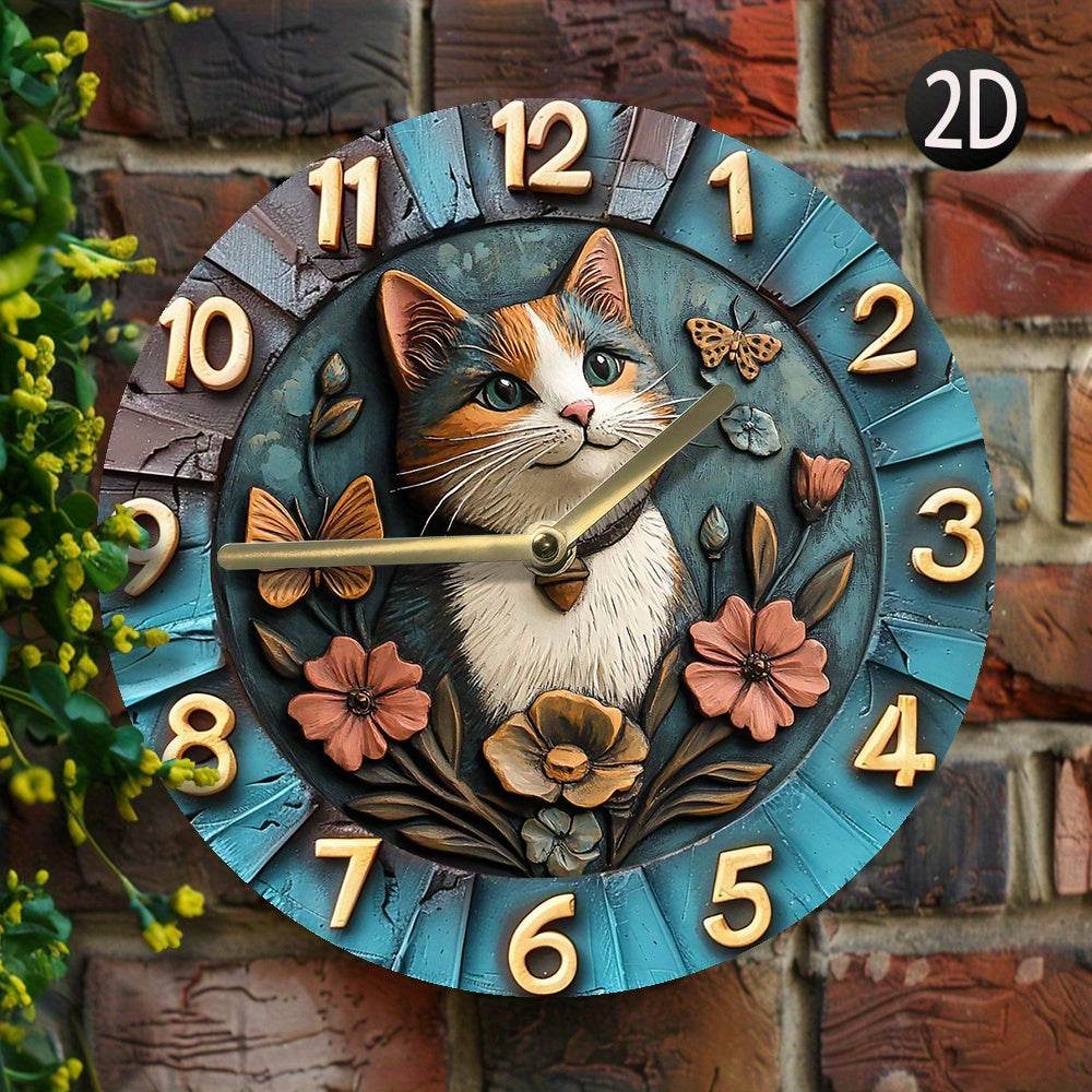 Elegant Silent Wall Clock with Cat Butterfly Design - Image 2