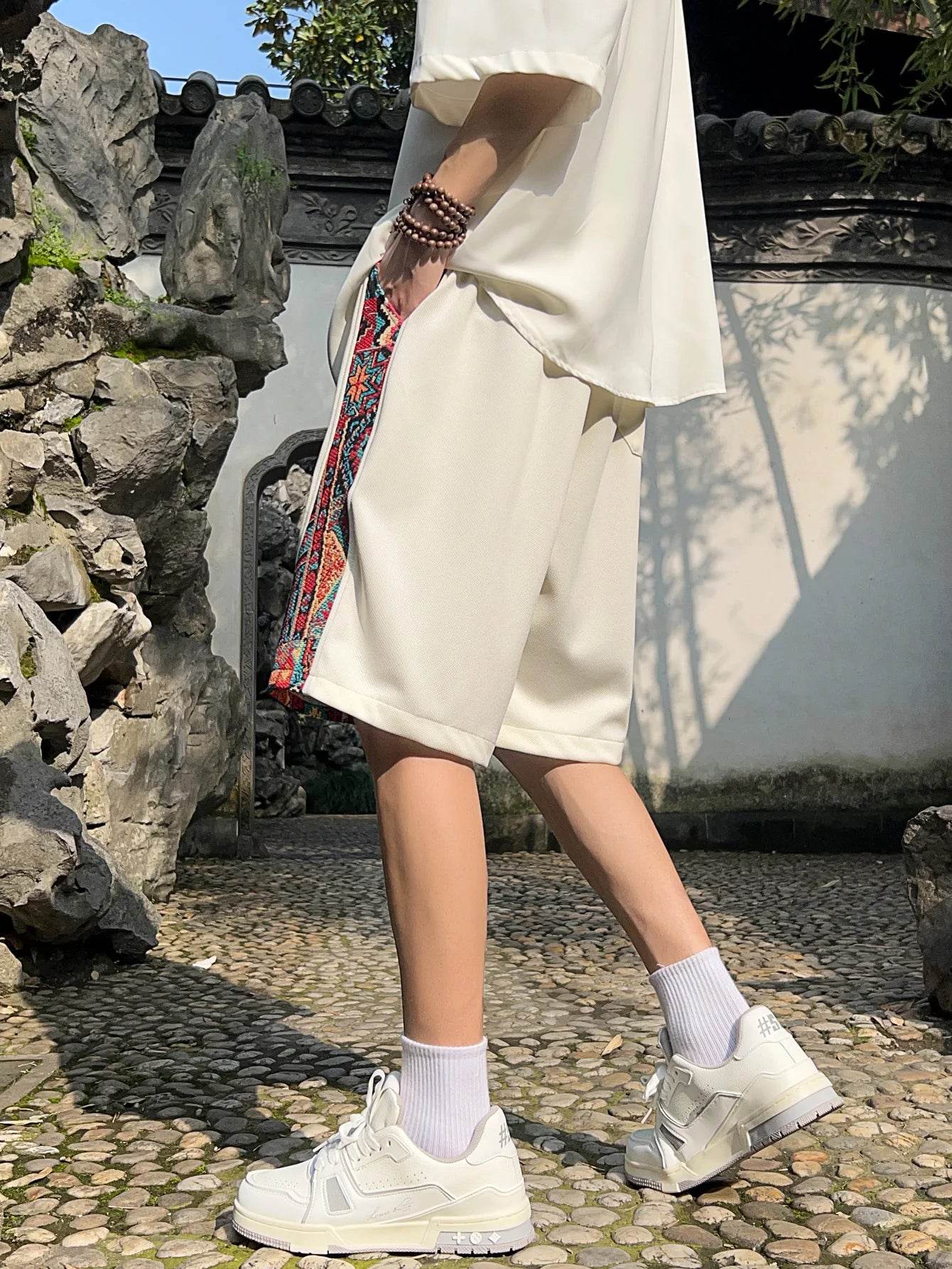 Ethnic Patchwork Drawstring Shorts - Image 15