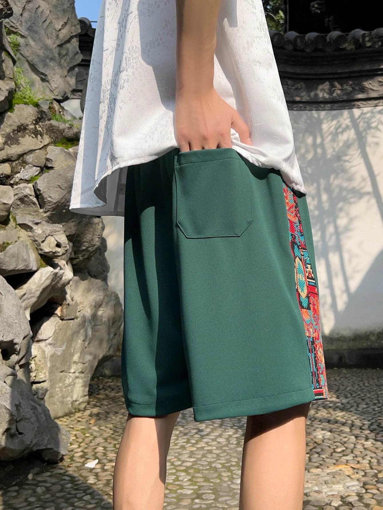 Ethnic Patchwork Drawstring Shorts - Image 8