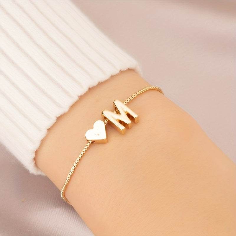 Gold Heart Initial Bracelet - Image 8