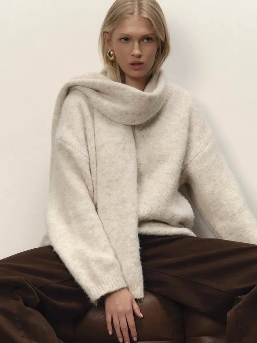 Hirsionsan 2025 New Soft Loose V Or O Neck Knitted Sweaters Women Winter Solid Female Pullovers Warm Basic Knitwear Jumper - Image 22