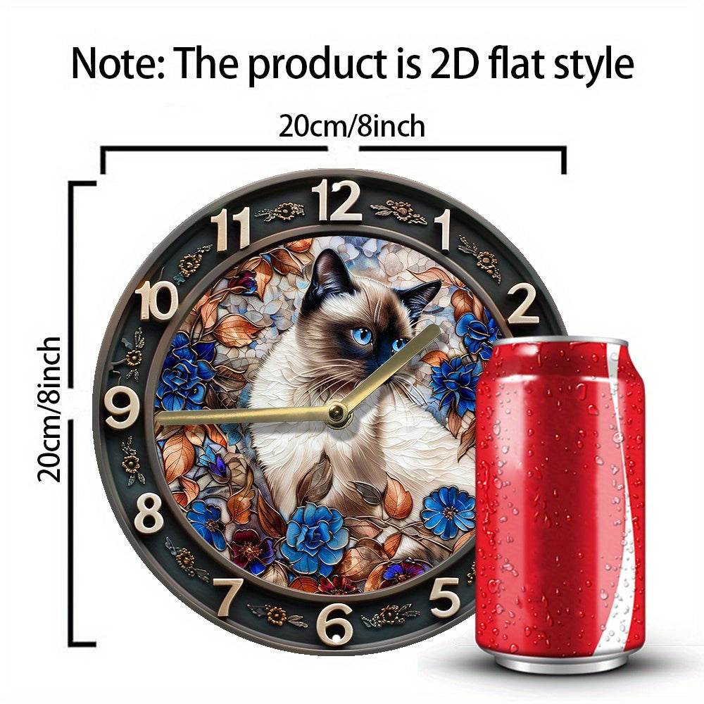 Inch Silent Siamese Cat Wall Clock Perfect Gift - Image 8