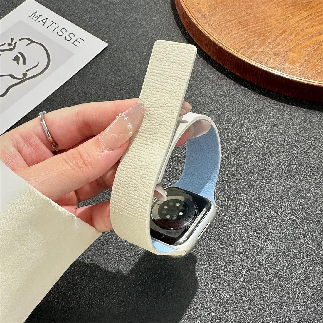 Magnetic Leather Apple Watch Band - Image 20