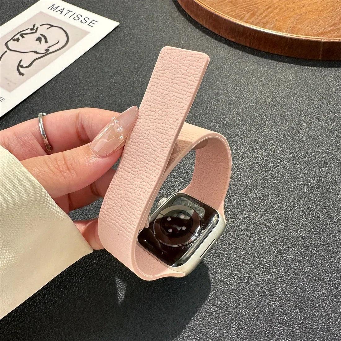 Magnetic Leather Apple Watch Band - Image 32
