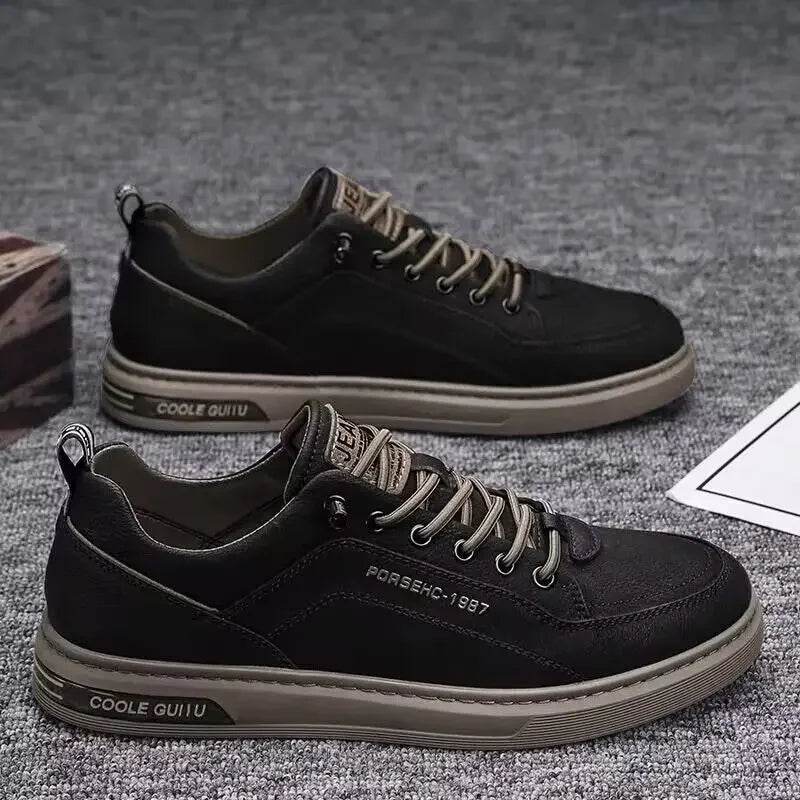 Mens Leather Shoes Fall Fashion Sneakers for Driving Walking Office, Comfortable Men Slip on Skate Flats Non Slip Youth Shoe - Image 21