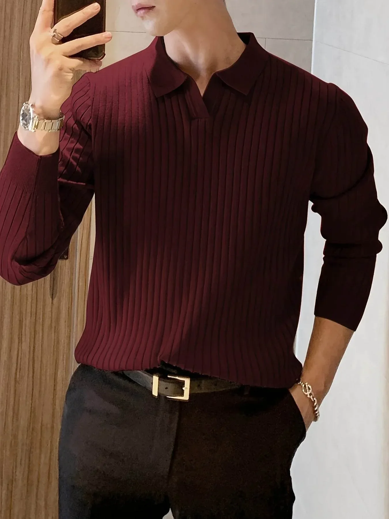 Montero Milan Stretch Knit Polo Sweater