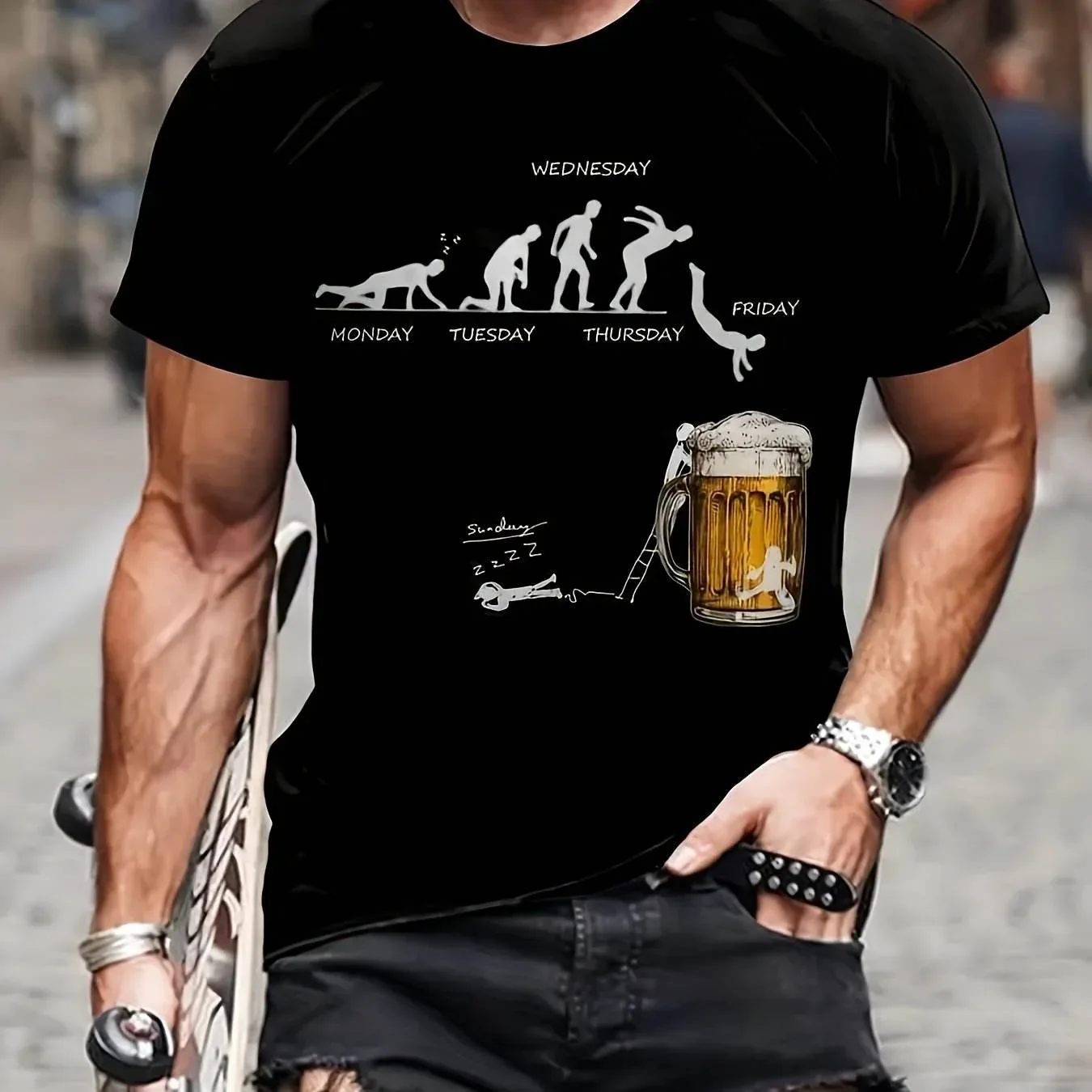 Men's Weekday Graphic Cotton T-Shirt - Image 5