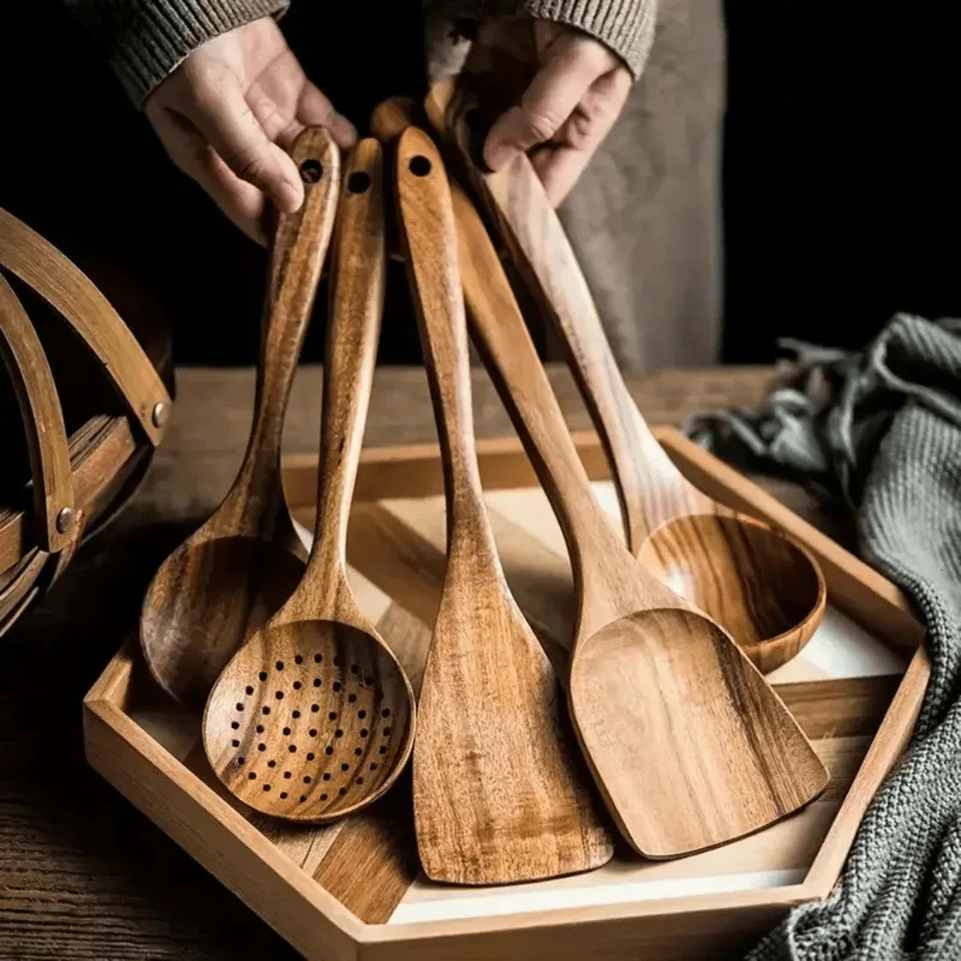 Natural Wood Kitchen Utensil Set (5 PCs)