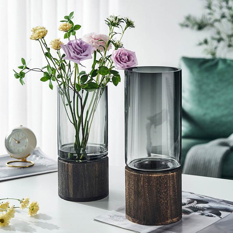 Nordic Elegant Glass Vase (detachable wooden base) - Image 5