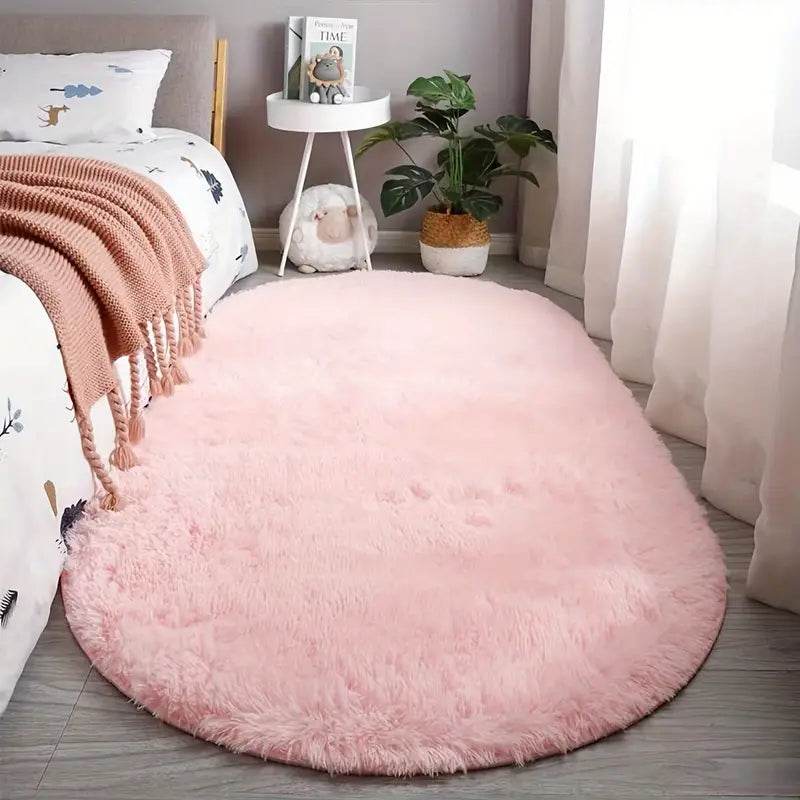 Plush Oval Faux Fur Rug - Image 8