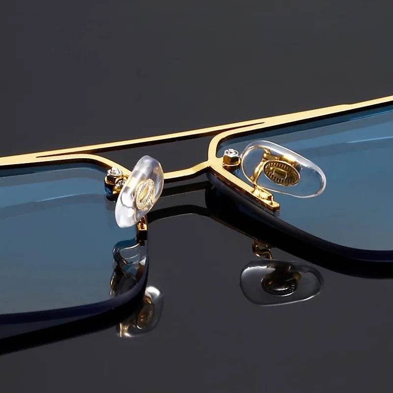 Retro Frameless Gold Temple Sunglasses - Image 7