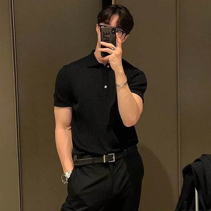 Retro Knit Striped Polo Shirt - Image 5