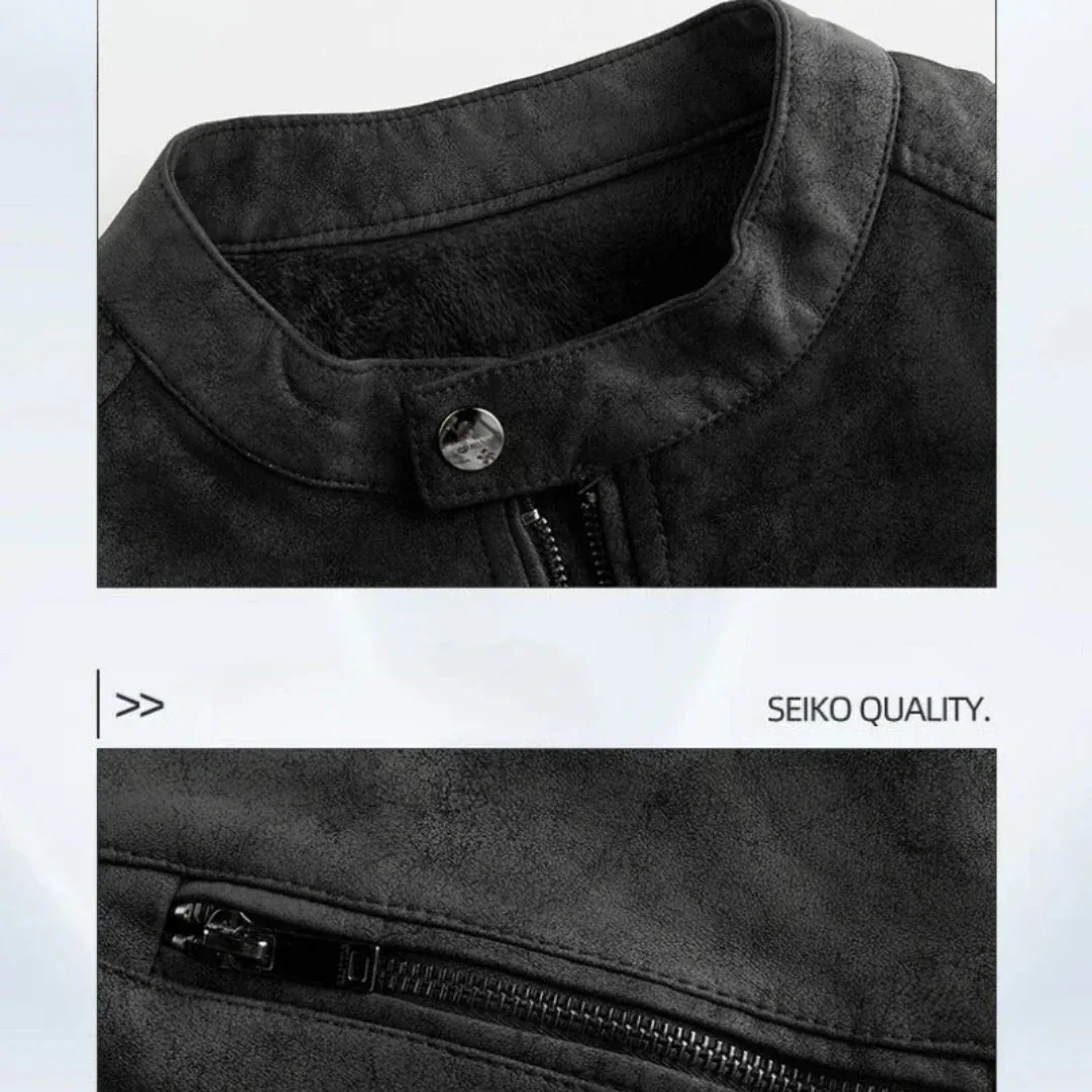 Retro Wool-Lined Leather Jacket - Image 5