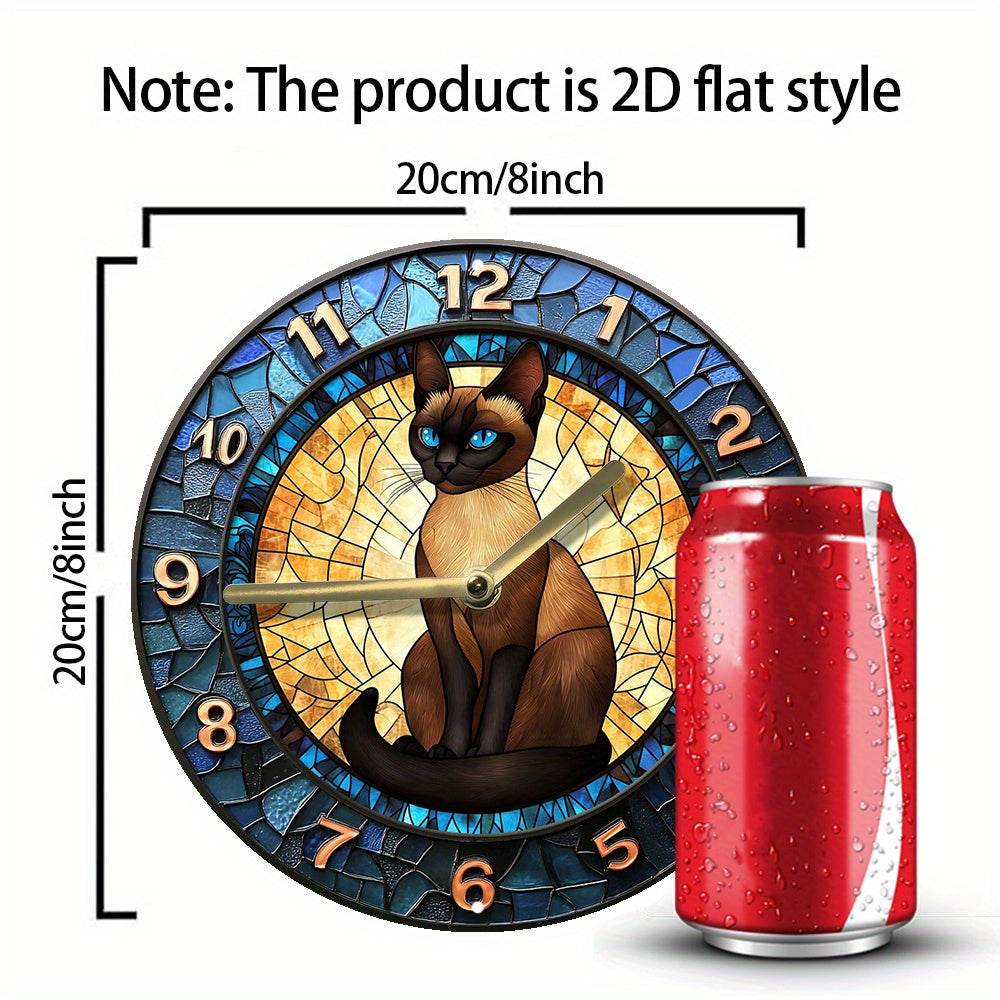 Siamese Cat Silent Wall Clock Metal Design - Image 5