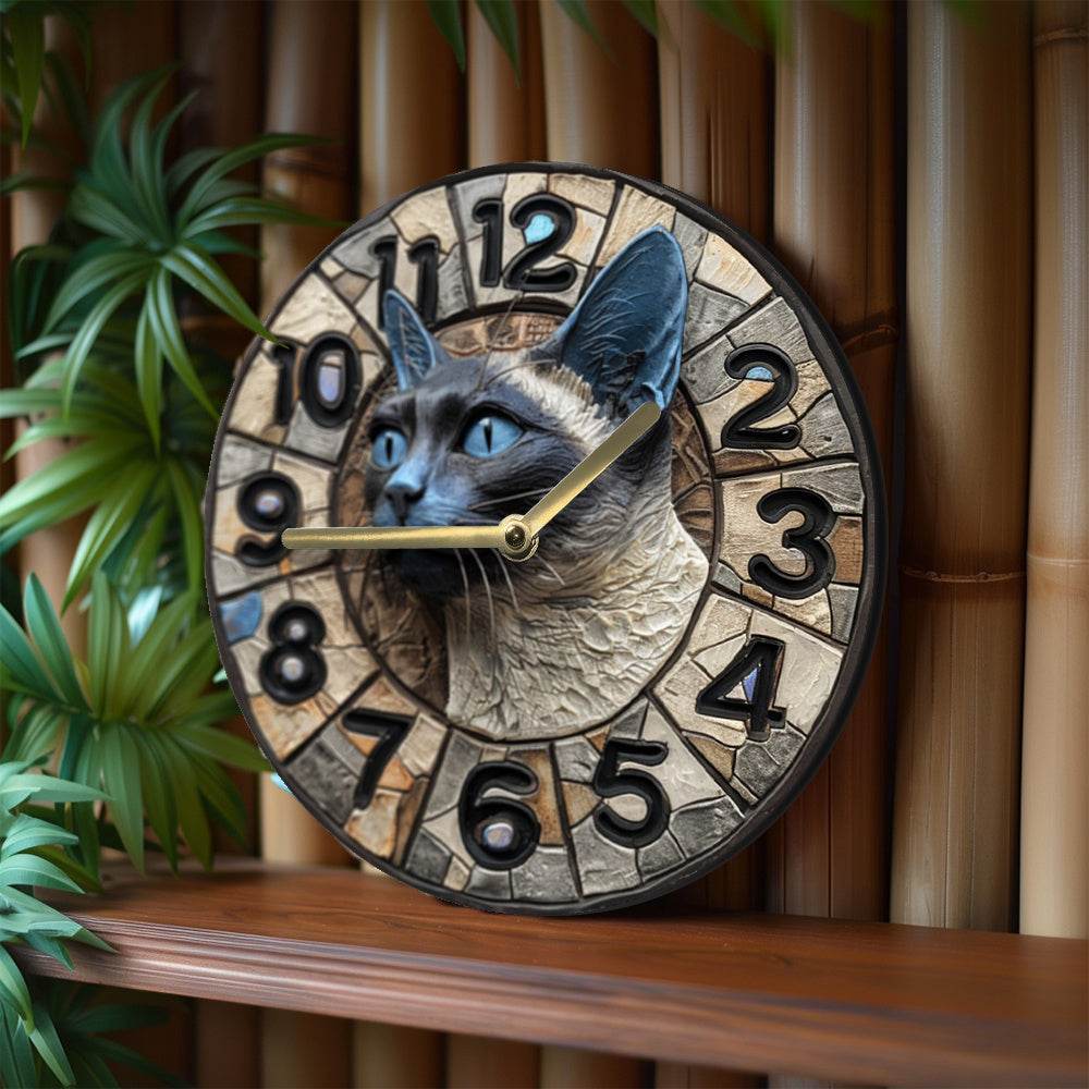 Siamese Cat Wall Clock Silent Stylish Decor Piece - Image 2