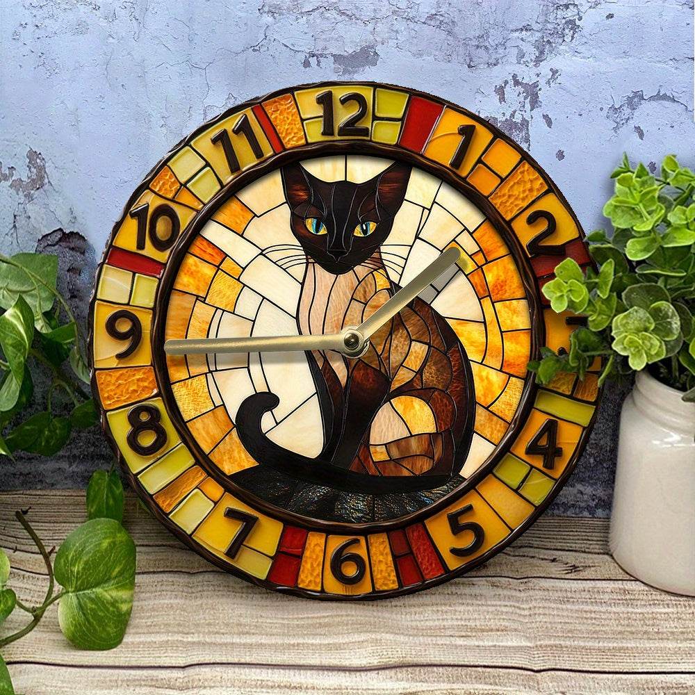 Silent Siamese Cat Wall Clock Ideal Decor Gift