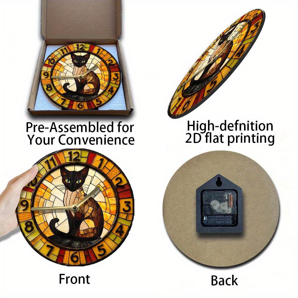 Silent Siamese Cat Wall Clock Ideal Decor Gift - Image 7