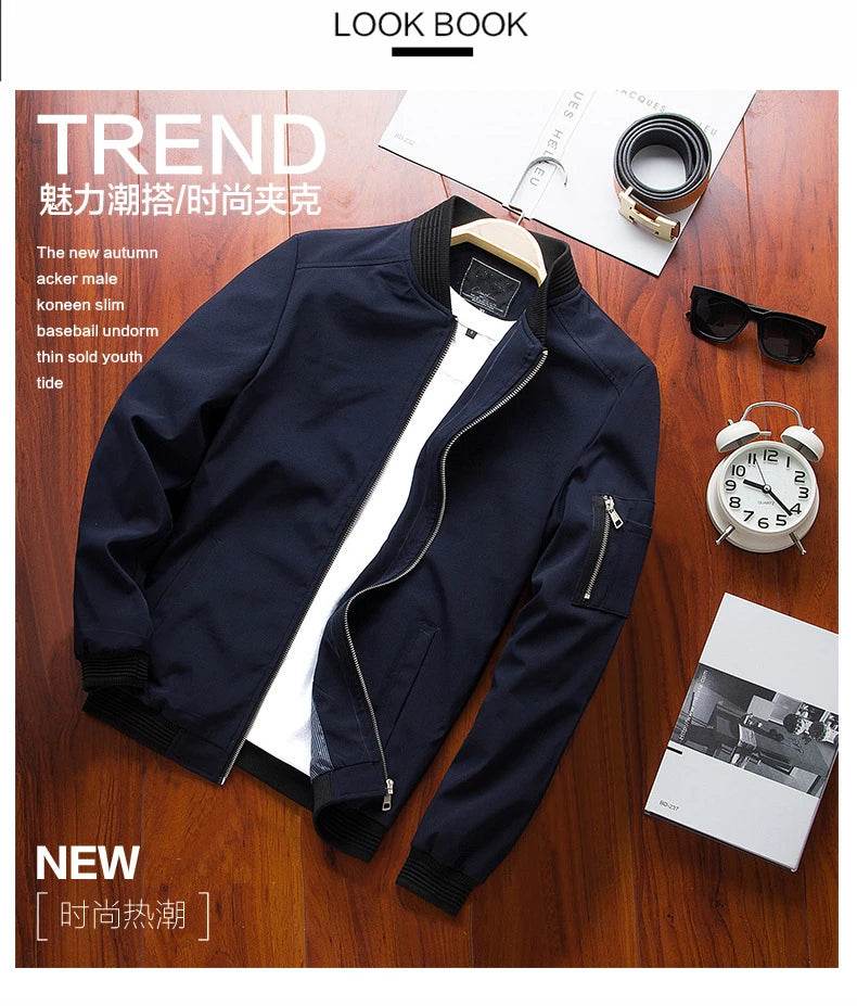 Slim Fit Zip Bomber Jacket - Image 6