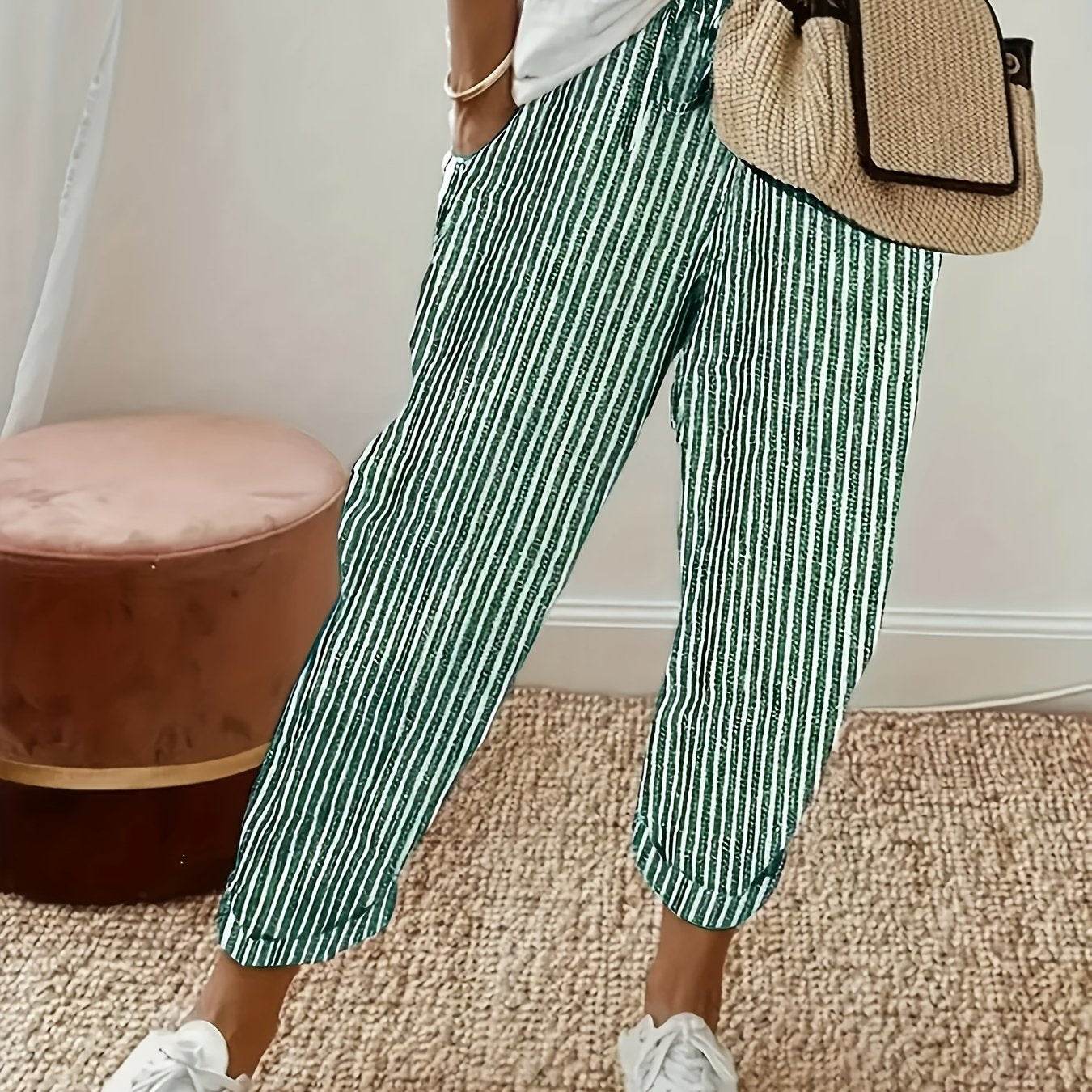 Striped High-Waisted Wide-Leg Pants - Image 15