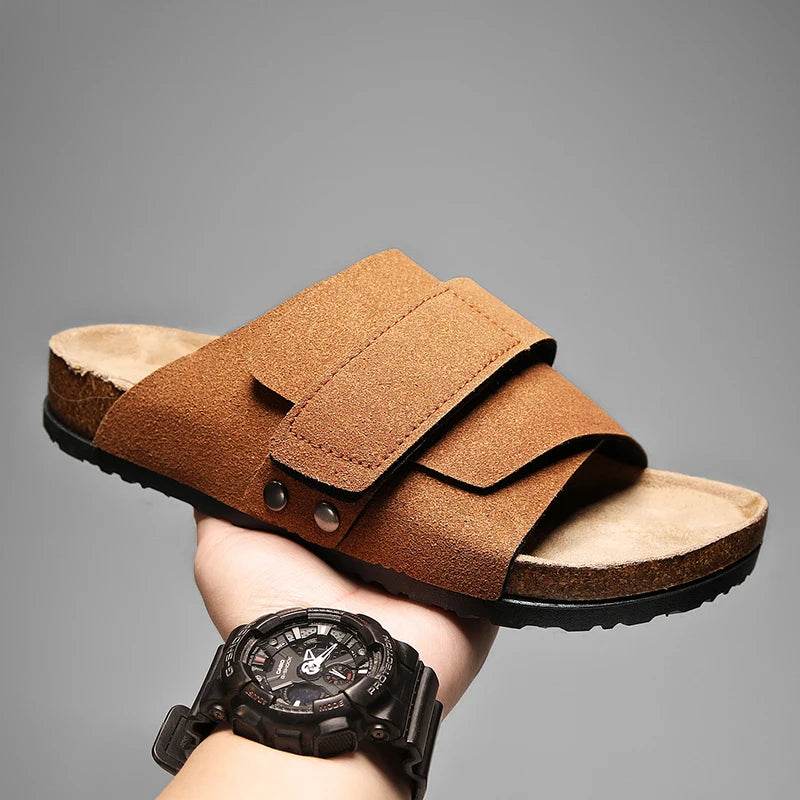 Suede Strap Slide Sandals