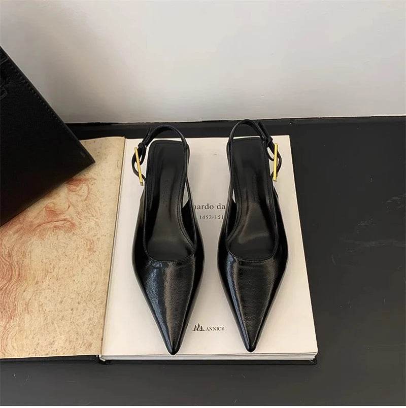 Summer Pointed Toe Women Sandals Fashion Singbacks Mules Shoes Ladies Elegant Low Heel Stripper Party Sandalias - Image 26