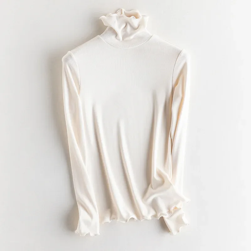 SuyaDream, Women Bottoming T Shirt, Silk Viscose Blend, Long Sleeves, Solid Basic Thermal Shirt, 2024 Autumn Winter Top - Image 29