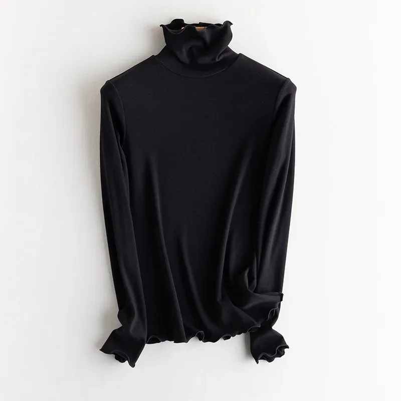 SuyaDream, Women Bottoming T Shirt, Silk Viscose Blend, Long Sleeves, Solid Basic Thermal Shirt, 2024 Autumn Winter Top - Image 41