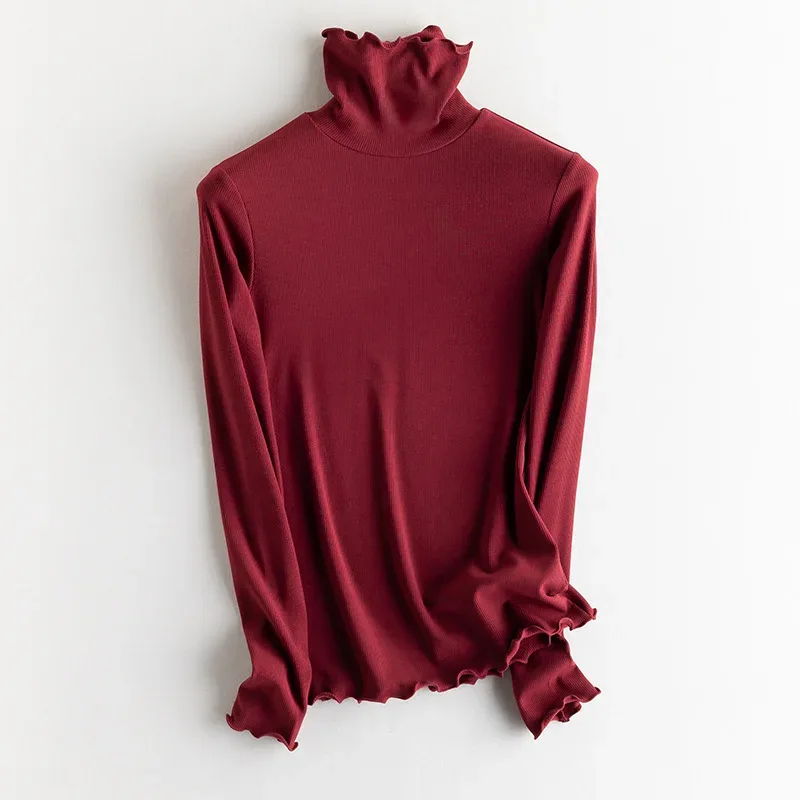 SuyaDream, Women Bottoming T Shirt, Silk Viscose Blend, Long Sleeves, Solid Basic Thermal Shirt, 2024 Autumn Winter Top - Image 44