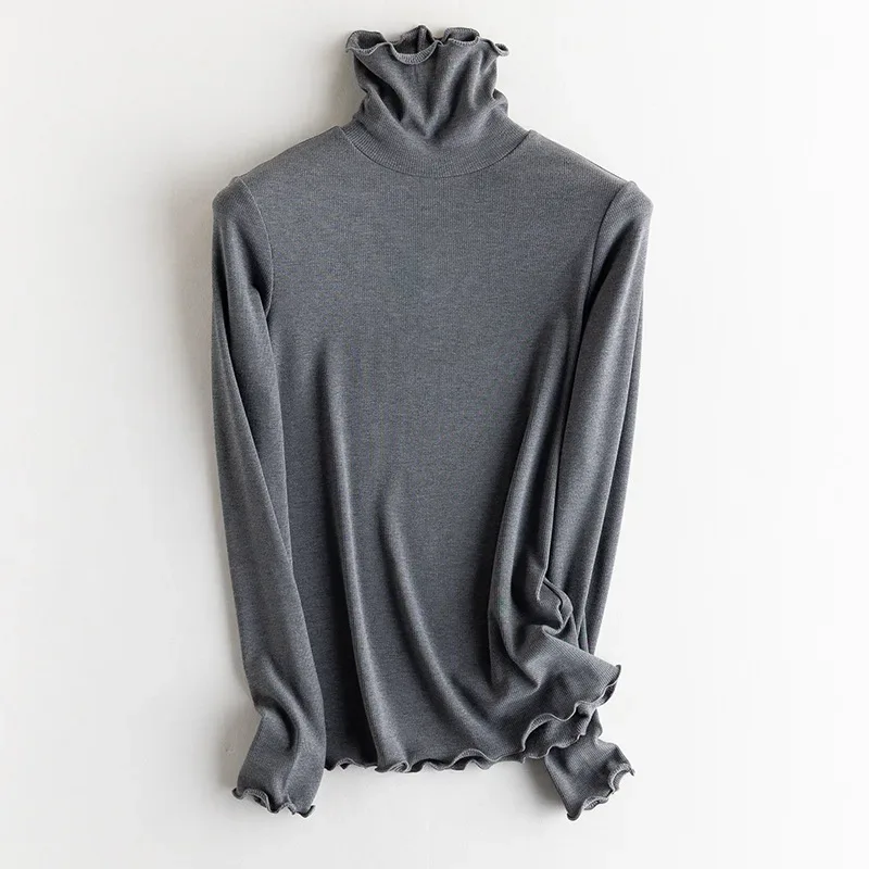 SuyaDream, Women Bottoming T Shirt, Silk Viscose Blend, Long Sleeves, Solid Basic Thermal Shirt, 2024 Autumn Winter Top - Image 53