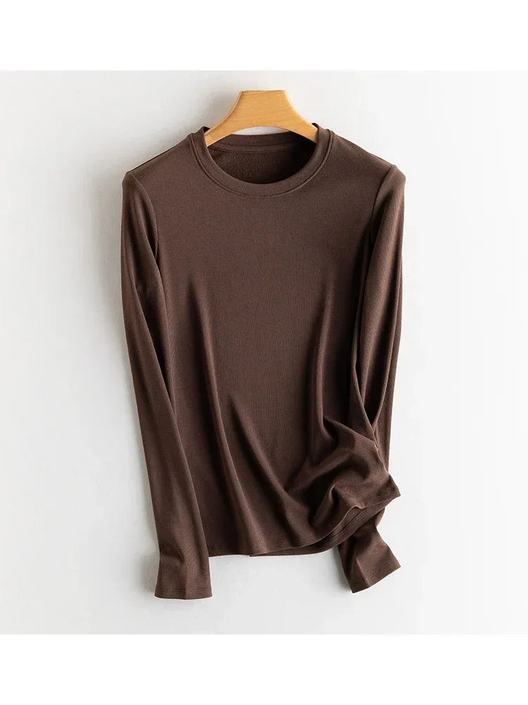 SuyaDream, Women Bottoming T Shirt, Silk Viscose Blend, Long Sleeves, Solid Basic Thermal Shirt, 2024 Autumn Winter Top - Image 83