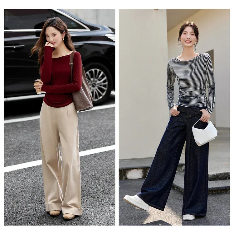 VIMLY Tops Woman 2025 Autumn French Slash Neck Long Sleeve Ladies T-shirts Casual Knitted Slim Fit Strecth Female Tees A3039 - Image 25