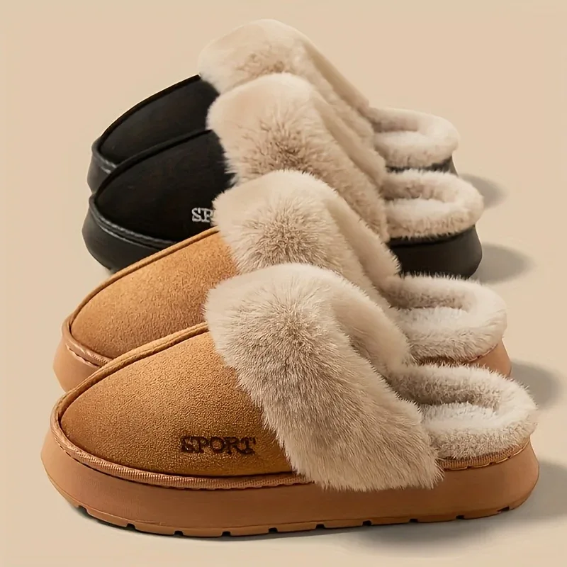 Women'S Cozy Fleece-Lined Slip-On Slippers - Soft Plush Indoor/Outdoor Shoes with EVA Sole, Warm Winter Footwear for Couples, Perfect Gift Idea, Indoor Slippers | Plush Lined Slippers | EVA Sole Slippers, Slippers for Feet - Image 2