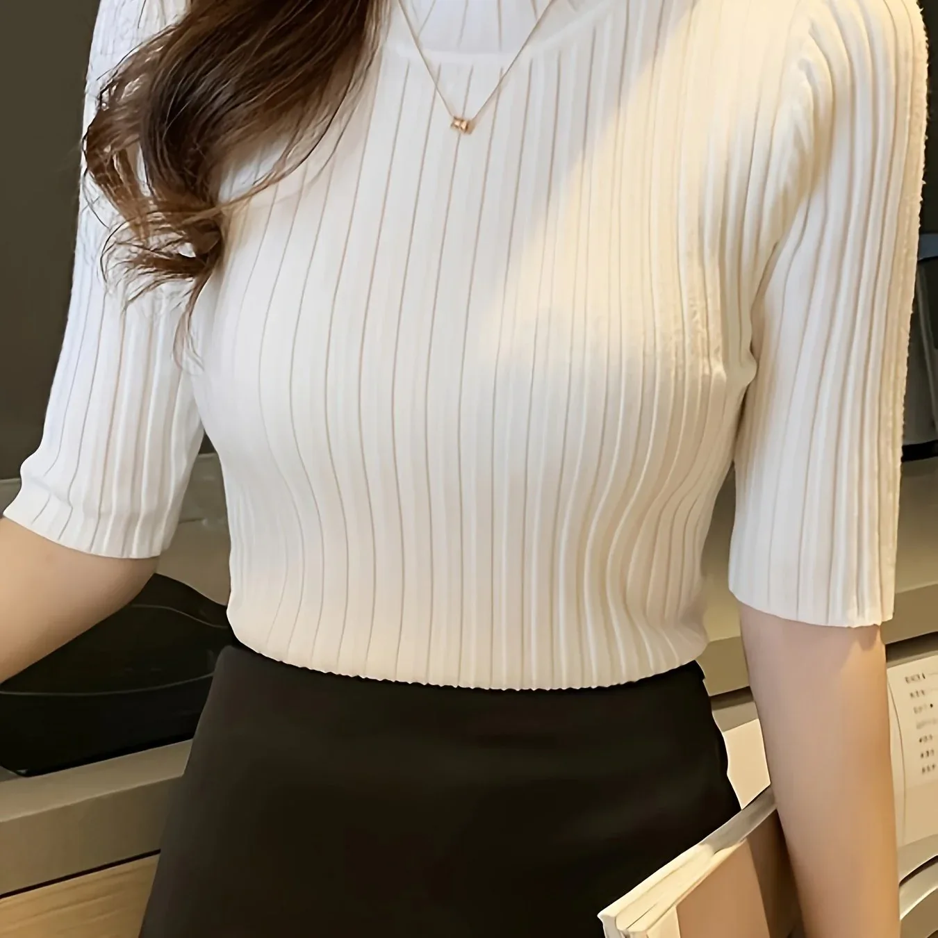 Ribbed Slim Fit Knit Top - Image 9
