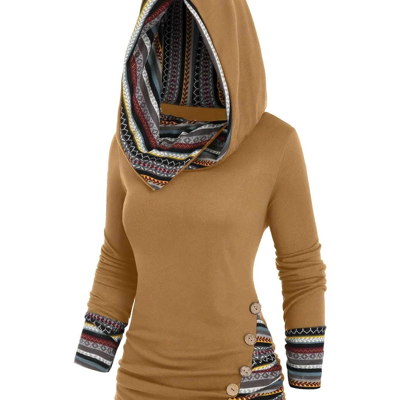 Striped Patchwork Hooded Top - Image 25
